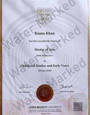 MA Degree certificate